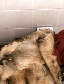 Secretly filmed in a fur coat