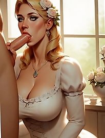 Josephine with silicone implants in a cooking scene.