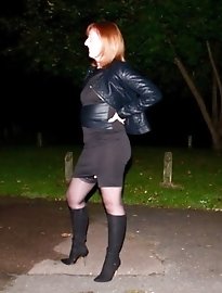 Katie the street slut in action.