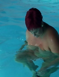 Naked swim in the pool