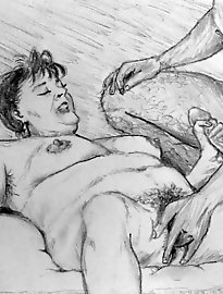 Lovely mature female is spreading lips