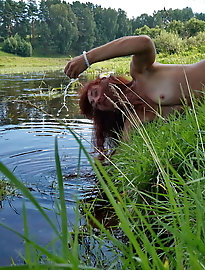 Mermaid plays with water